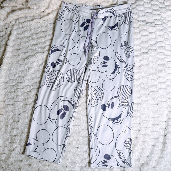 Disney Women’s Pajama Bottoms - White with Black Mickey Mouse Design - Picture 2 of 12